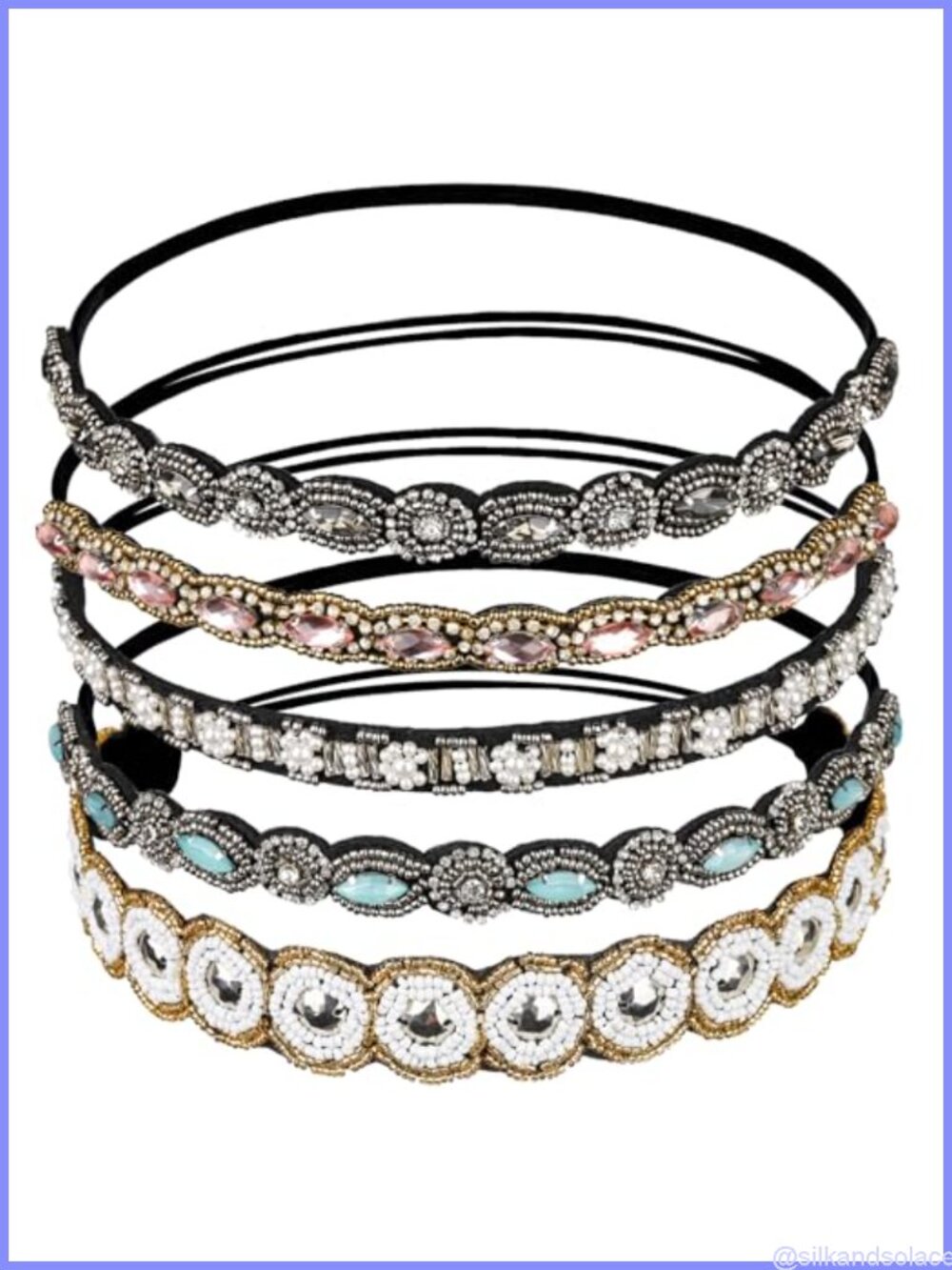 Rhinestone Beaded Headbands Set Handmade Crystal Elastic Hair Accessories